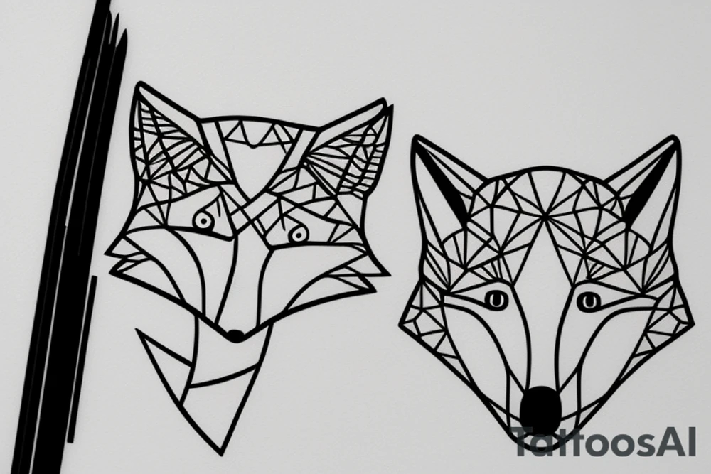 A minimalistic fox in a forest tattoo idea