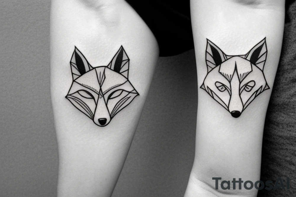 A minimalistic fox in a forest tattoo idea