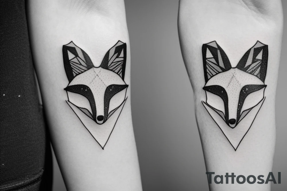 A minimalistic fox in a forest tattoo idea