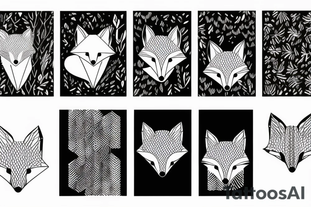 A minimalistic fox in a forest tattoo idea