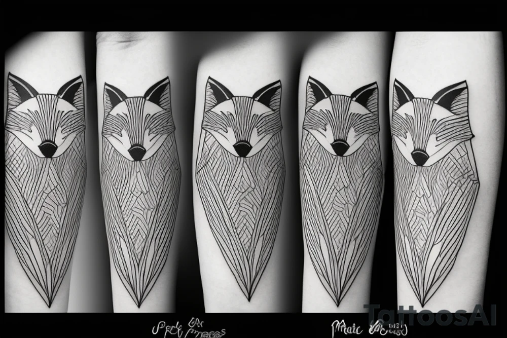 A minimalistic fox in a forest tattoo idea
