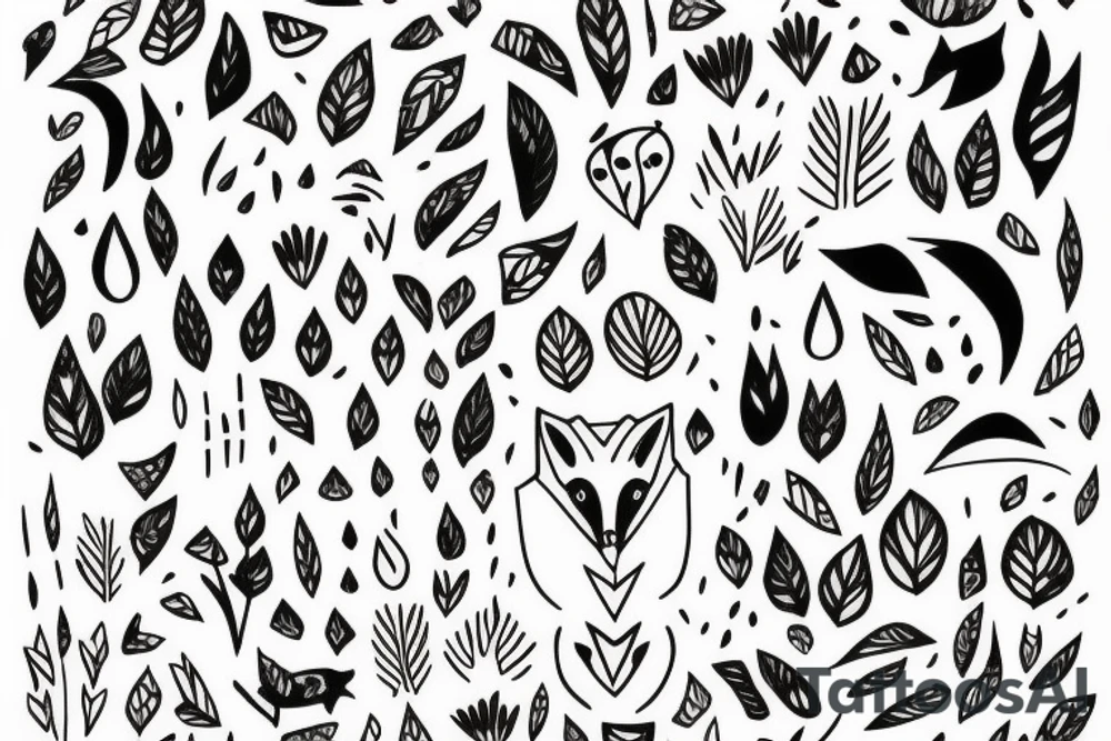 A minimalistic fox in a forest tattoo idea