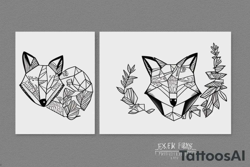 A minimalistic fox in a forest tattoo idea