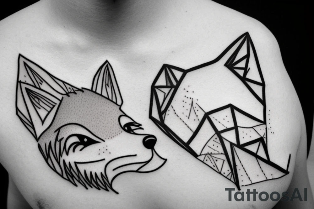 A minimalistic fox in a forest tattoo idea