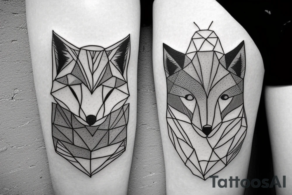 A minimalistic fox in a forest tattoo idea