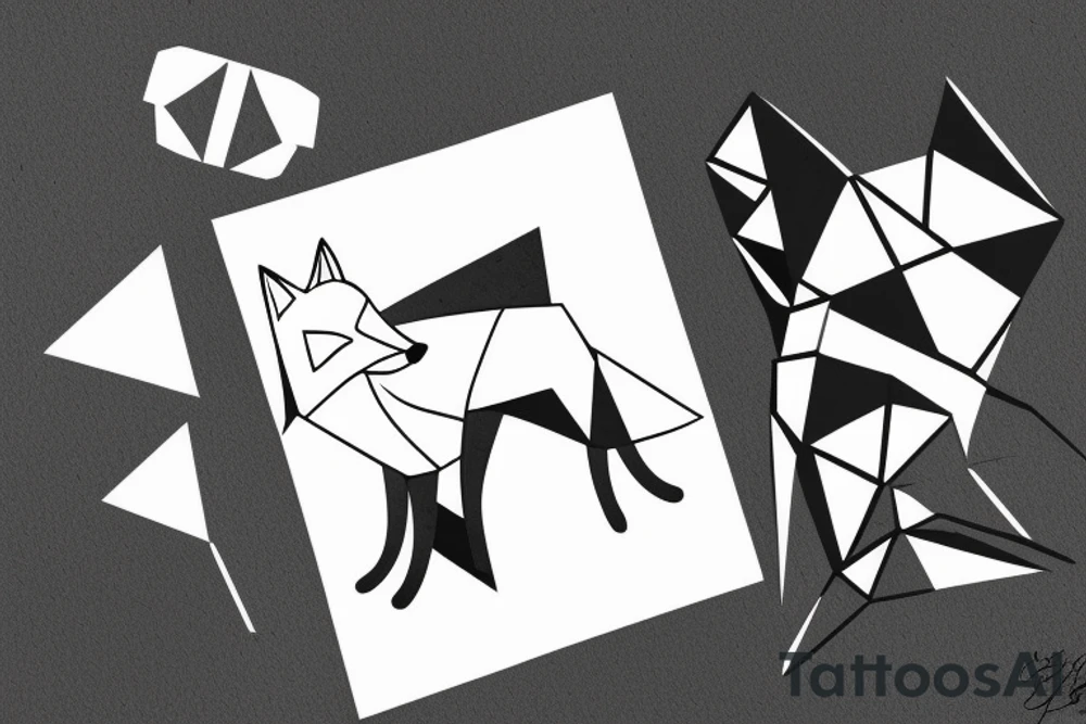 A minimalistic fox in a forest tattoo idea