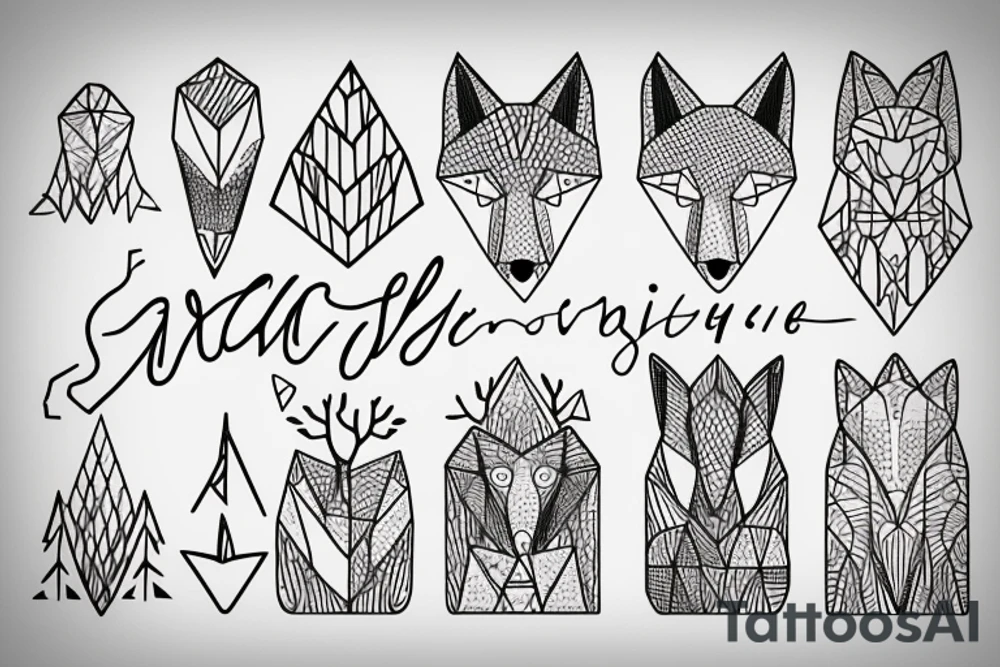 A minimalistic fox in a forest with mountains tattoo idea A minimalistic fox in a forest with mountains tattoo idea