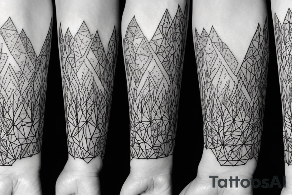 A minimalistic fox in a forest with mountains tattoo idea A minimalistic fox in a forest with mountains tattoo idea