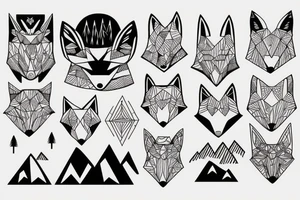 A fox in a forest with mountains tattoo idea