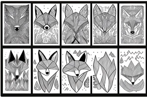 A fox in a forest with mountains tattoo idea