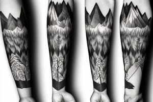 A fox in a forest with mountains tattoo idea