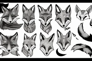 a fox in a forest with mountains tattoo idea