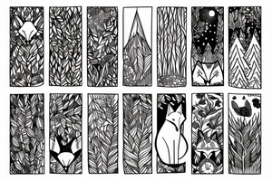 a fox in a forest with mountains tattoo idea