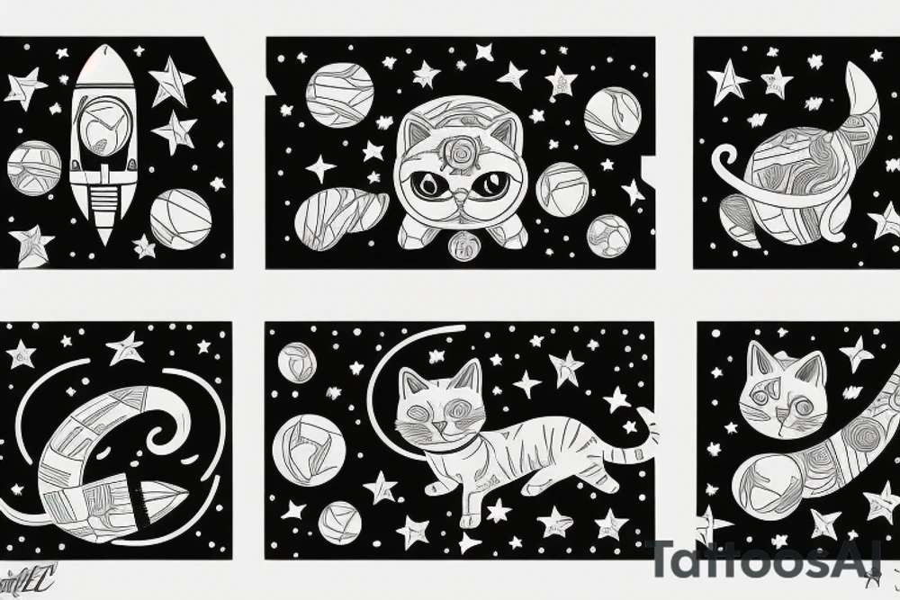 rocket cat tattoo idea