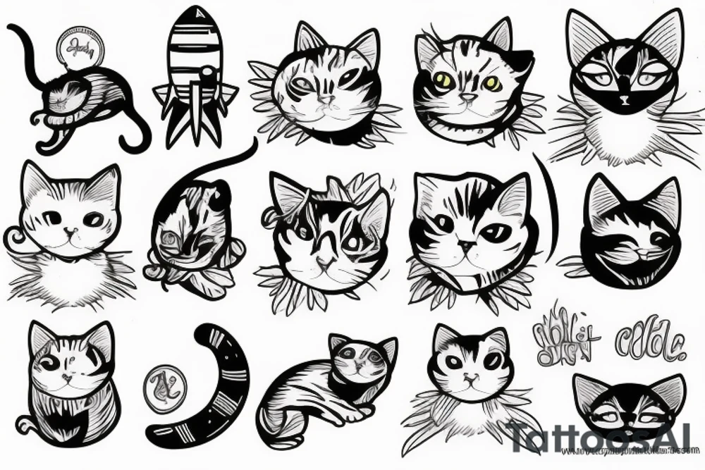 rocket cat tattoo idea