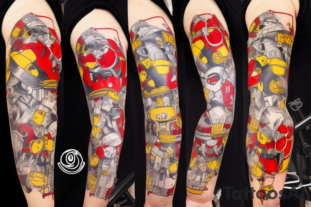 Arm sleeve, cross made 

out of crutches with bridge, red cardinal , rubber duck, honey bee , little red tractor, batman symbol tattoo idea