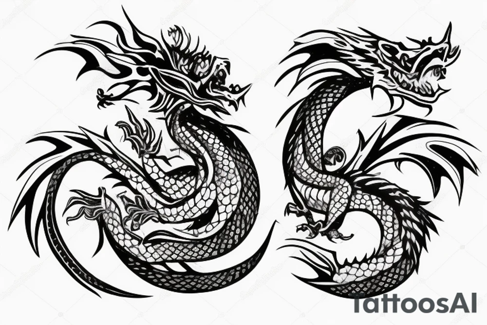 Dragon with flowers and a moon wrist sleeve tattoo idea