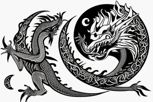 Dragon with flowers and a moon wrist sleeve with text text that says “CYBERIA” tattoo idea
