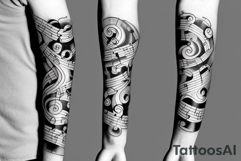 Musical arm sleeve tattoo idea