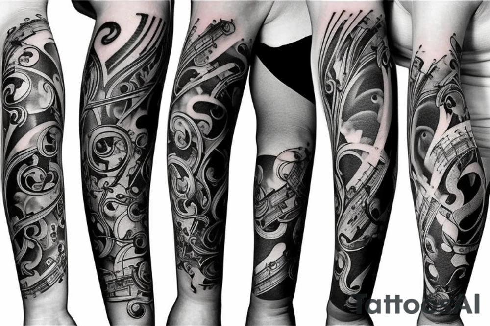Musical arm sleeve tattoo idea
