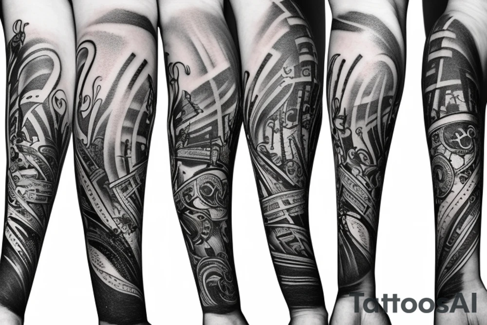 Musical arm sleeve tattoo idea