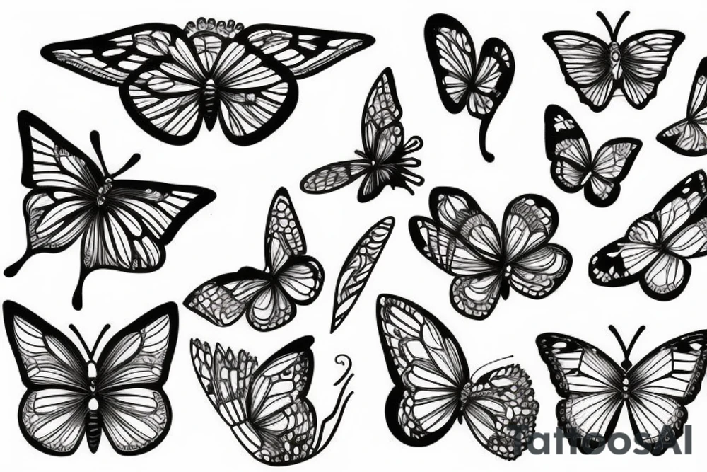 butterfly fine line tattoo idea