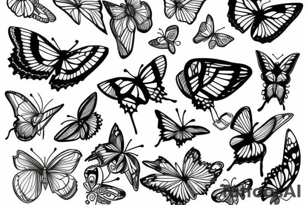 butterfly fine line tattoo idea
