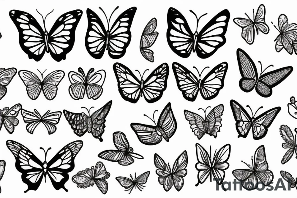 butterfly fine line tattoo idea