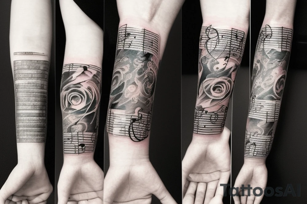 Musical arm sleeve tattoo idea