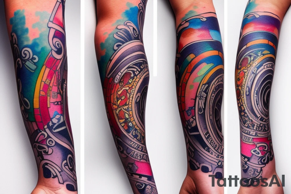 Musical arm sleeve tattoo idea