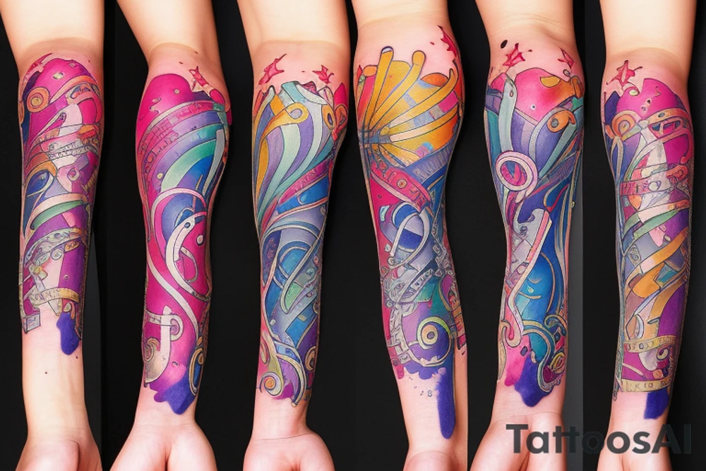 Musical arm sleeve tattoo idea