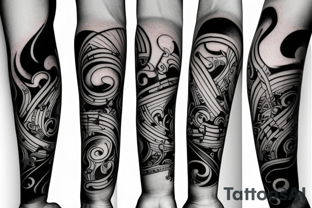Musical arm sleeve tattoo idea