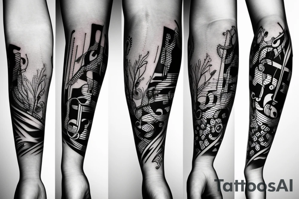 Musical arm sleeve tattoo idea