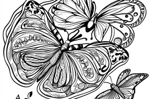 butterfly fine line with my birth date tattoo idea