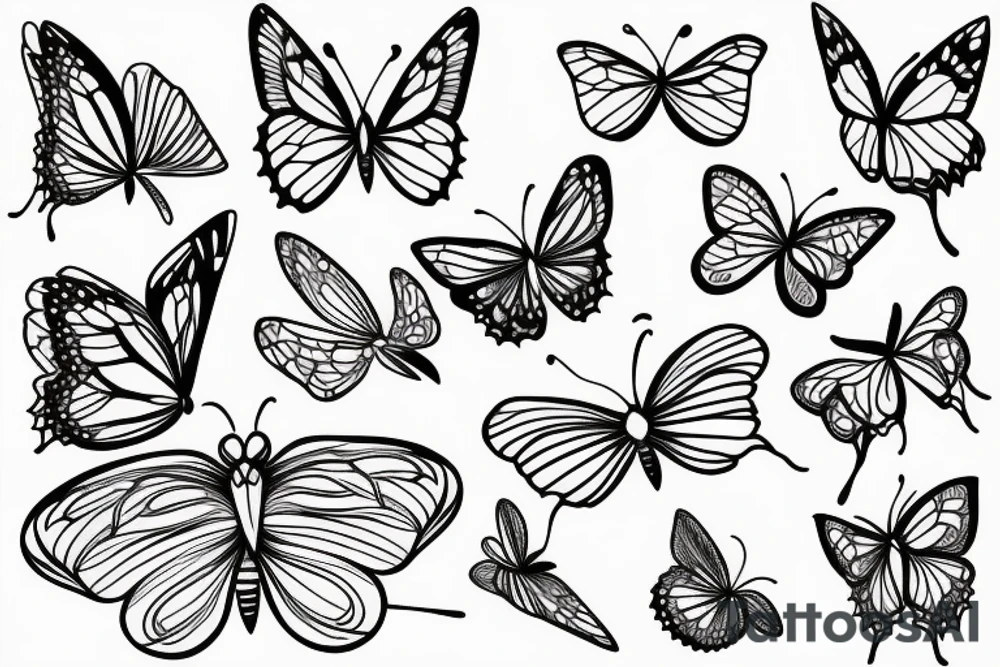 simple butterfly fine line tattoo idea