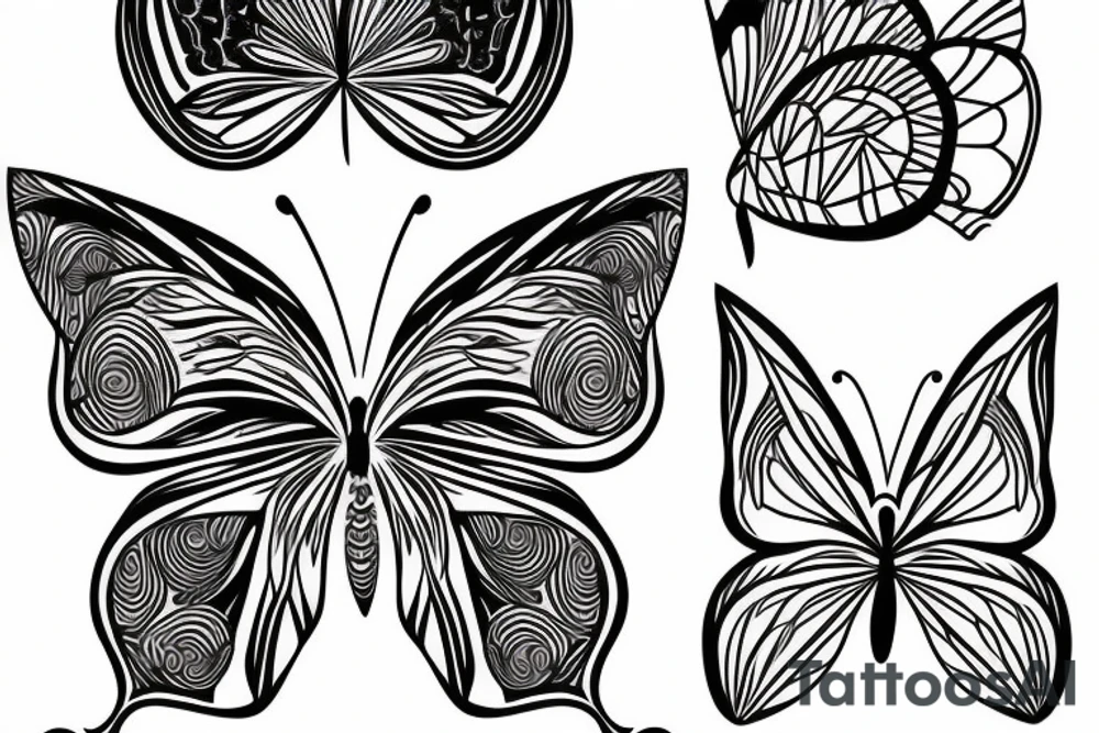 simple butterfly fine line tattoo idea