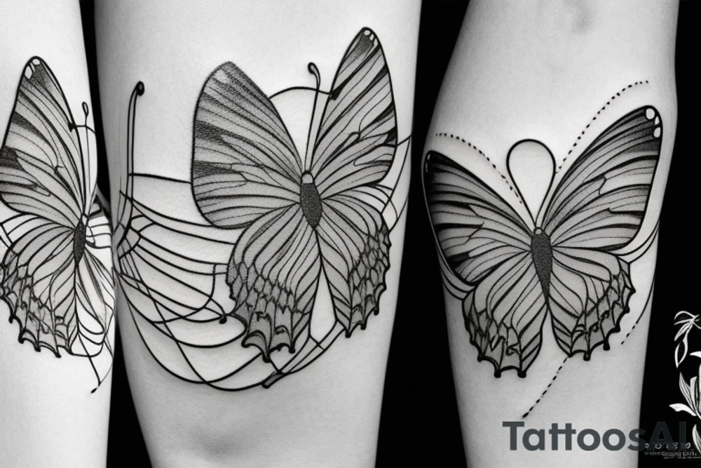 simple butterfly fine line tattoo idea