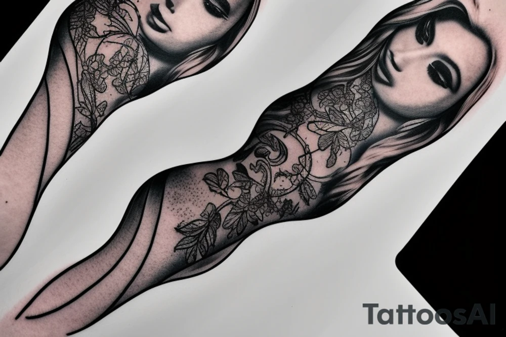Grand piano and music themed arm sleeve tattoo idea