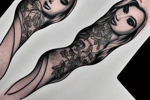 Grand piano and music themed arm sleeve tattoo idea