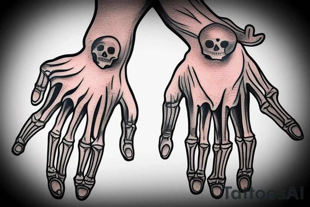 skeleton hand rock on sign tattoo idea