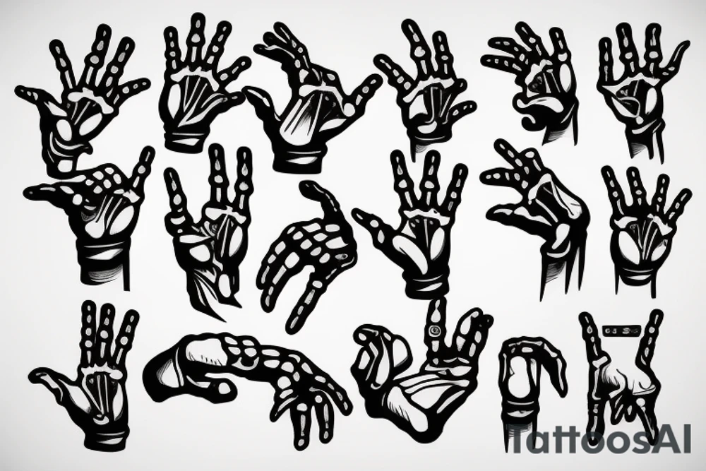 skeleton hand rock on sign tattoo idea