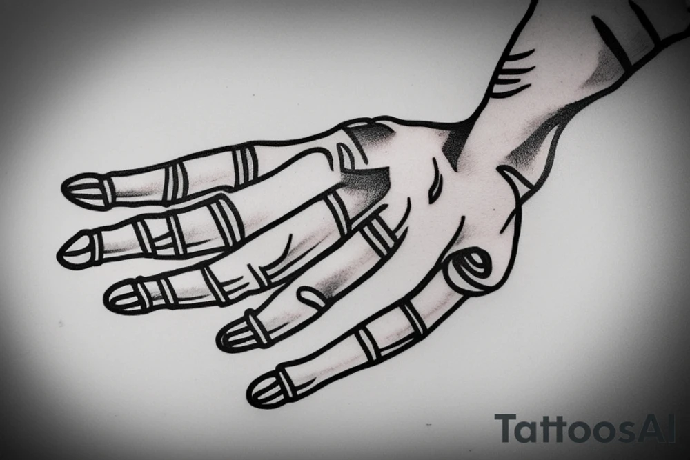 skeleton hand doing the rock on sign tattoo idea