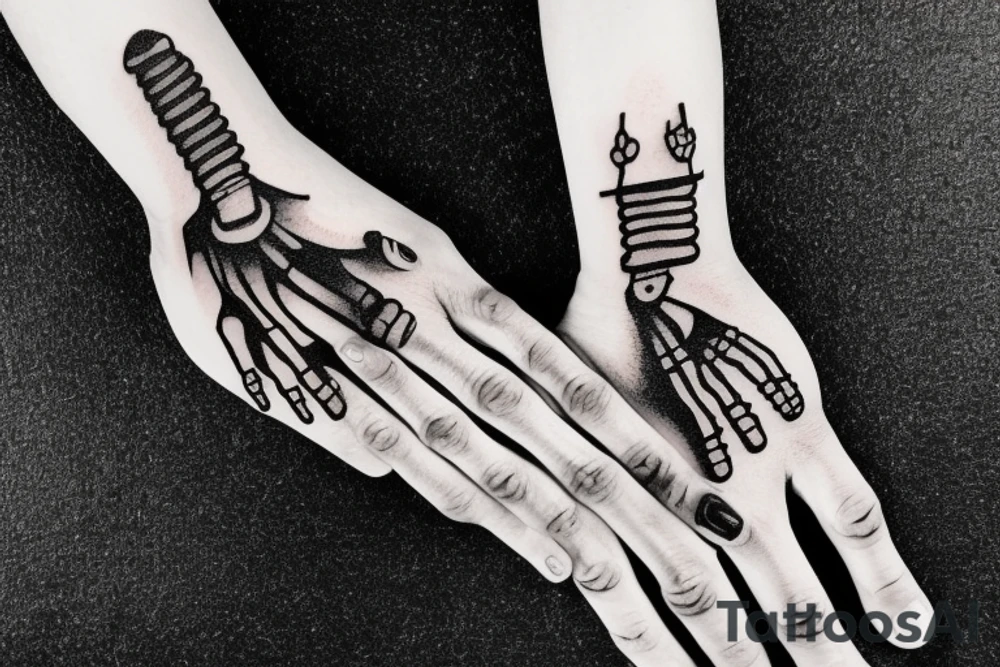 skeleton hand doing the rock on sign tattoo idea