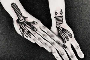 skeleton hand doing the rock on sign tattoo idea