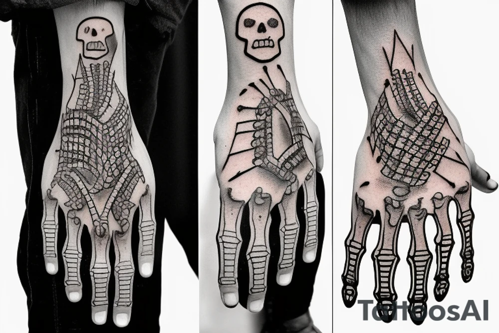 skeleton rock hand tattoo idea