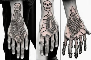 skeleton rock hand tattoo idea
