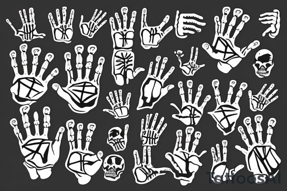 skeleton hand doing the rock-on sign tattoo idea
