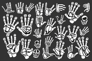 skeleton hand doing the rock-on sign tattoo idea