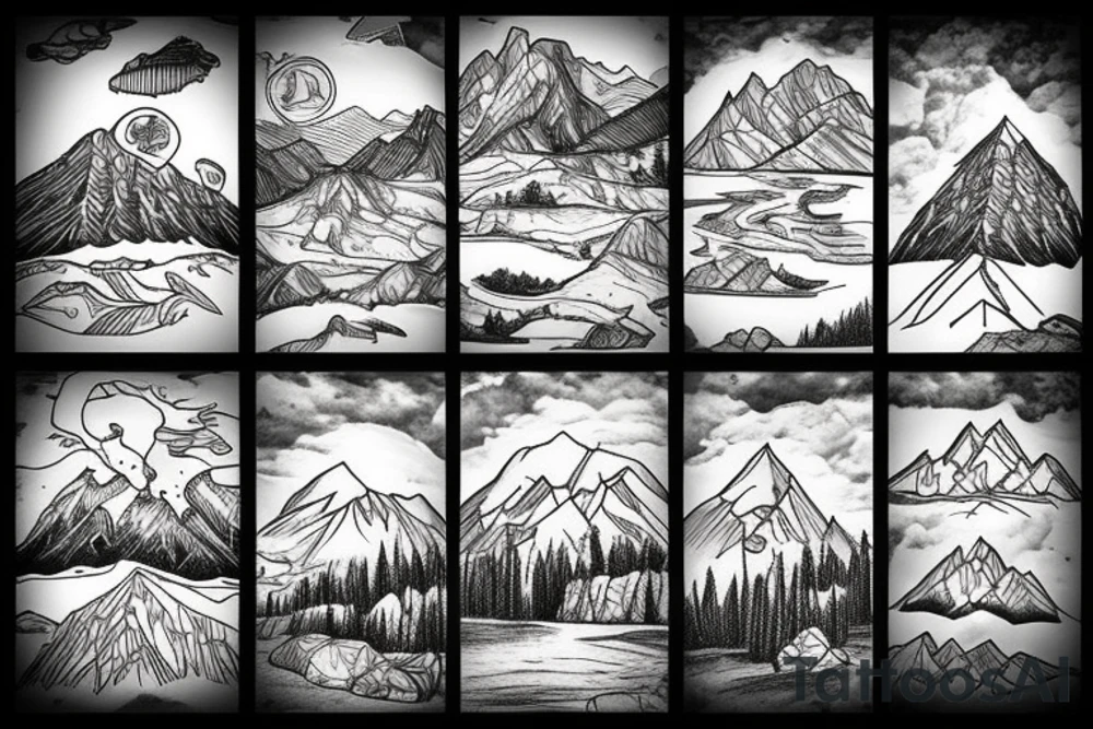 Montana mountain scene tattoo idea