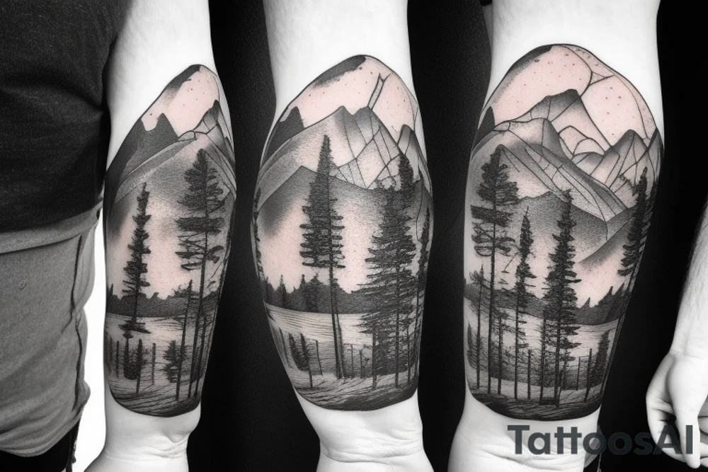 Montana mountain scene with a horse tattoo idea